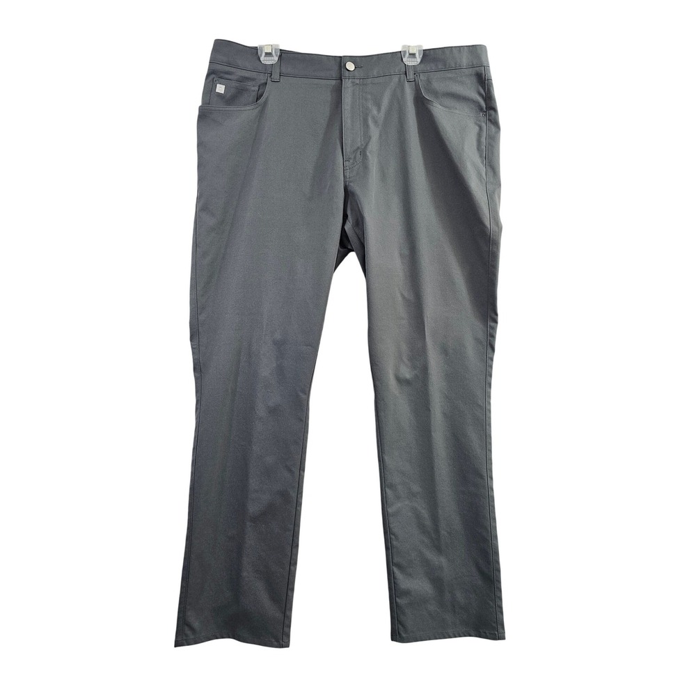 Peter Millar Performance Pants Mens 40/32 Grey Solid Iron 5-Pocket Golf Trousers
